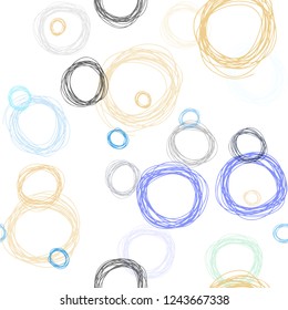 Light Blue, Green vector seamless template with circles. Glitter abstract illustration with blurred drops of rain. Pattern for trendy fabric, wallpapers.