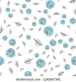Light Blue, Green vector seamless abstract background with leaves, flowers. An elegant bright illustration with leaves and flowers. Trendy design for wallpaper, fabric makers.