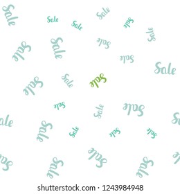 Light Blue, Green vector seamless layout with discount words. Gradient illustration with discount signs on white backdrop. Backdrop for ads, leaflets of Black Friday.
