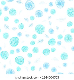 Light Blue, Green vector seamless doodle background with leaves and flowers. Modern abstract illustration with leaves and flowers. Design for textile, fabric, wallpapers.