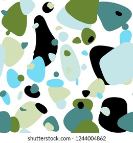 Light Blue, Green vector seamless cover with spots. Glitter abstract illustration with blurred drops of rain. Template for business cards, websites.