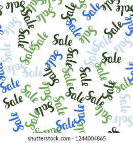 Light Blue, Green vector seamless background with 70, 90 % signs of sales. Abstract illustration with colorful gradient symbols of sales. Backdrop for super sales on Black Friday.