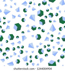 Light Blue, Green vector seamless, isometric background with triangles, cubes. Lines, rhombus with colorful gradient. Texture for window blinds, curtains.