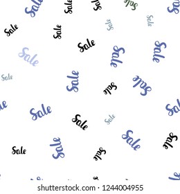 Light Blue, Green vector seamless pattern with sale signs. Illustration with signs of sales on abstract template. Design for business ads, commercials.