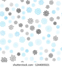 Light Blue, Green vector seamless template with ice snowflakes. Snow on blurred abstract background with gradient. Pattern for design of window blinds, curtains.