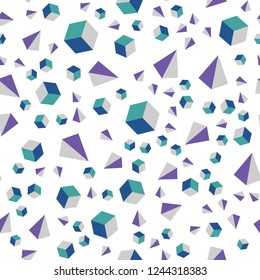 Light Blue, Green vector seamless, isometric cover with triangles, rectangles. Illustration with set of colorful triangles, squares. Design for textile, fabric, wallpapers.