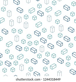 Light Blue, Green vector seamless, isometric cover in polygonal style. Decorative design in abstract style with rectangles. Template for business cards, websites.