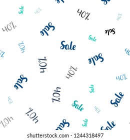 Light Blue, Green vector seamless background with 40 % signs of sales. Gradient illustration with discount signs on white backdrop. Backdrop for ads, leaflets of Black Friday.