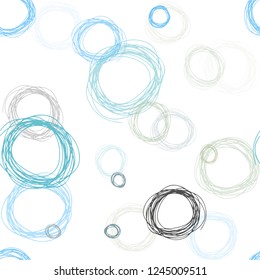 Light Blue, Green vector seamless texture with disks. Blurred bubbles on abstract background with colorful gradient. Design for textile, fabric, wallpapers.