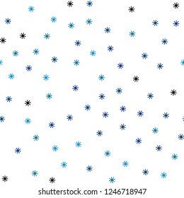 Light Blue, Green vector seamless texture with colored snowflakes. Colorful snowflakes with gradient on abstract background. Texture for window blinds, curtains.