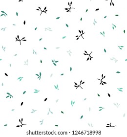 Light Blue, Green vector seamless elegant wallpaper with leaves. Decorative illustration with doodles on abstract template. Pattern for design of window blinds, curtains.