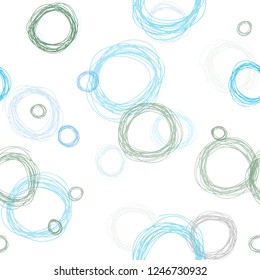 Light Blue, Green vector seamless background with bubbles. Modern abstract illustration with colorful water drops. Texture for window blinds, curtains.