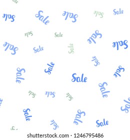 Light Blue, Green vector seamless template with selling words. Shining colorful illustration with isolated selling prices. Backdrop for super sales on Black Friday.