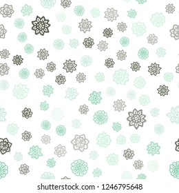 Light Blue, Green vector seamless layout with bright snowflakes. Glitter abstract illustration with crystals of ice. Pattern for trendy fabric, wallpapers.