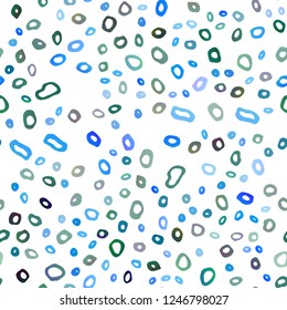 Light Blue, Green vector seamless pattern with spheres. Glitter abstract illustration with blurred drops of rain. Pattern for design of fabric, wallpapers.
