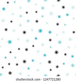 Light Blue, Green vector seamless texture with colored snowflakes. Shining colorful illustration with snow in christmas style. Template for business cards, websites.