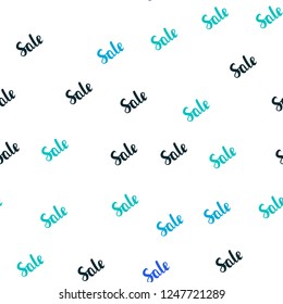 Light Blue, Green vector seamless texture with selling simbols. Colorful set of  percentage signs in simple style. Template for season sales, shopping ads.