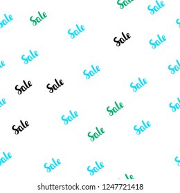 Light Blue, Green vector seamless cover with symbols of sales. Abstract illustration with colorful gradient symbols of sales. Backdrop for mega promotions, discounts.