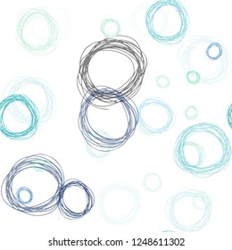 Light Blue, Green vector seamless pattern with spheres. Blurred bubbles on abstract background with colorful gradient. Pattern for design of fabric, wallpapers.