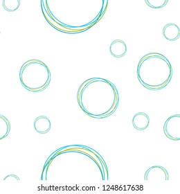 Light Blue, Green vector seamless template with circles. Blurred decorative design in abstract style with bubbles. Texture for window blinds, curtains.