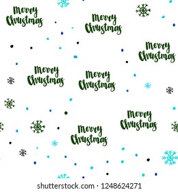 Light Blue, Green vector seamless background with xmas snowflakes. Colorful snowflakes with gradient on abstract background. Pattern for design of fabric, wallpapers.