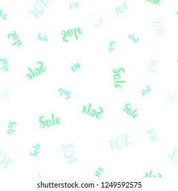 Light Blue, Green vector seamless template with 70% selling. Illustration with signs of sales on abstract template. Backdrop for ads, leaflets of Black Friday.