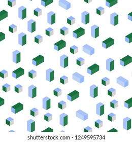 Light Blue, Green vector seamless, isometric layout with lines, rectangles. Illustration with set of colorful rectangles. Design for textile, fabric, wallpapers.