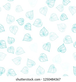 Light Blue, Green vector seamless natural artwork with leaves. Modern geometrical abstract illustration with leaves. Template for business cards, websites.