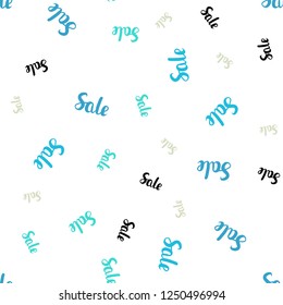 Light Blue, Green vector seamless pattern with sale signs. Abstract illustration with colorful gradient symbols of sales. Backdrop for ads, leaflets of Black Friday.