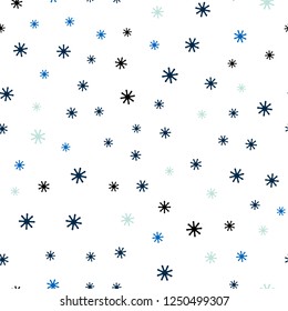 Light Blue, Green vector seamless template with ice snowflakes. Glitter abstract illustration with crystals of ice. Template for business cards, websites.