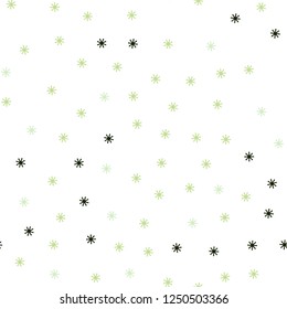 Light Blue, Green vector seamless cover with beautiful snowflakes. Colorful decorative design in xmas style with snow. Texture for window blinds, curtains.