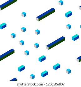 Light Blue, Green vector seamless, isometric background with rectangles. Decorative design in abstract style with rectangles. Design for wallpaper, fabric makers.