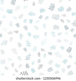 Light Blue, Green vector seamless doodle pattern with leaves, branches. Creative illustration in blurred style with leaves, branches. Pattern for trendy fabric, wallpapers.