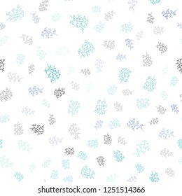 Light Blue, Green vector seamless doodle texture with leaves, branches. Colorful illustration in doodle style with leaves, branches. Trendy design for wallpaper, fabric makers.