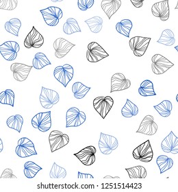 Light Blue, Green vector seamless elegant template with leaves. Shining colored illustration with leaves in doodle style. Pattern for design of window blinds, curtains.