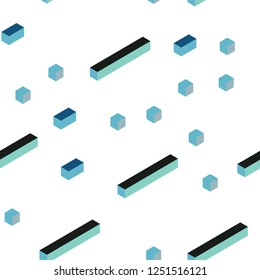 Light Blue, Green vector seamless, isometric backdrop with rhombus. Decorative design in abstract style with rectangles. Template for business cards, websites.