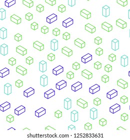 Light Blue, Green vector seamless, isometric texture in rectangular style. Decorative design in abstract style with rectangles. Texture for window blinds, curtains.