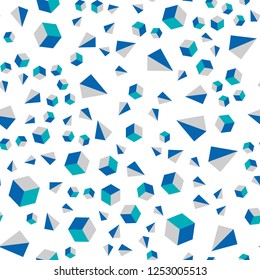 Light Blue, Green vector seamless, isometric template with crystals, squares. Decorative design in abstract style with lines, cubes. Pattern for design of fabric, wallpapers.