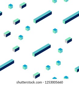 Light Blue, Green vector seamless, isometric texture in rectangular style. Modern abstract illustration with colorful rectangles. Pattern for trendy fabric, wallpapers.