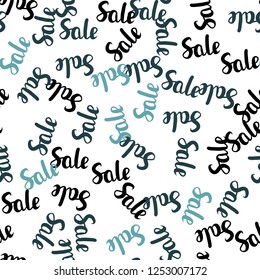 Light Blue, Green vector seamless texture with selling prices 70, 90 %. Gradient illustration with discount signs on white backdrop. Template for season sales, shopping ads.