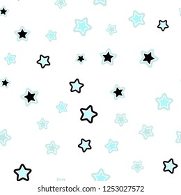 Light BLUE, Green vector seamless cover with small and big stars. Decorative shining illustration with stars on abstract template. Design for wallpaper, fabric makers.