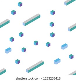 Light Blue, Green vector seamless, isometric pattern in square style. Illustration with set of colorful rectangles. Template for business cards, websites.