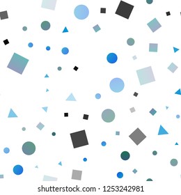 Light Blue, Green vector seamless pattern in polygonal style with circles. Circles, lines, rhombus with colorful gradient. Template for business cards, websites.