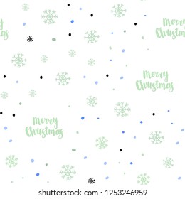 Light Blue, Green vector seamless pattern with christmas snowflakes. Colorful snowflakes with gradient on abstract background. Pattern for design of window blinds, curtains.