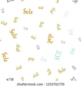 Light Blue, Green vector seamless layout with discount of 70%. Colored words of sales with gradient on white background. Backdrop for ads, leaflets of Black Friday.