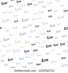 Light Blue, Green vector seamless texture with words LOVE YOU. Phrase LOVE YOU with colorful gradient in abstract style. Design for wallpaper, fabric makers.