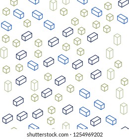 Light Blue, Green vector seamless, isometric template with rhombus. Glitter abstract illustration with rectangular shapes. Template for business cards, websites.