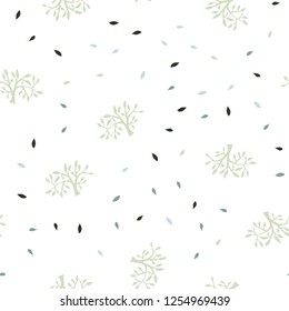 Light Blue, Green vector seamless natural artwork with leaves, branches. Glitter abstract illustration with leaves and branches. Design for textile, fabric, wallpapers.
