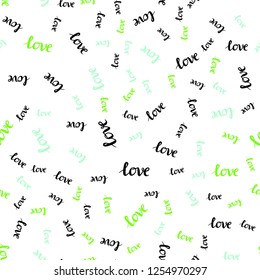 Light Blue, Green vector seamless texture with words LOVE YOU. Phrase LOVE YOU with colorful gradient in abstract style. Design for textile, fabric, wallpapers.