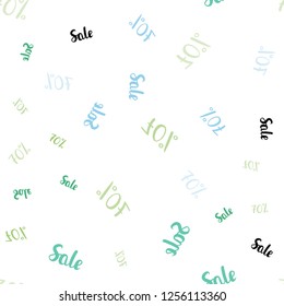 Light Blue, Green vector seamless pattern with 70 percentage signs. Colorful set of  percentage signs in simple style. Template for season sales, shopping ads.